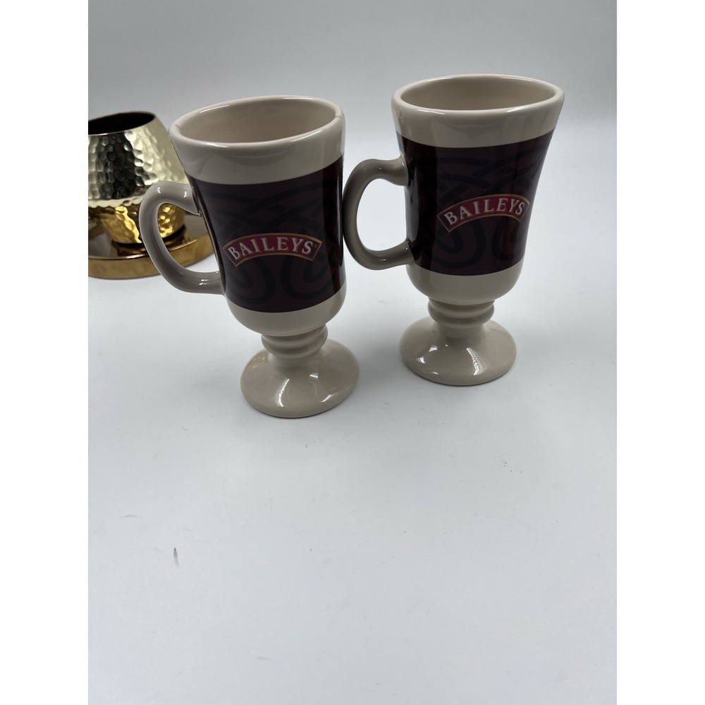 VTG Baileys Irish Cream Pedestal Mugs With Handles Set‎ Of 2 Excellent Condition